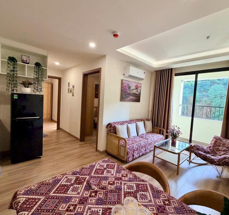 Sa Pa Apartment | Jade Nguyễn Sapa 2 ROOM- Balcony with mountain view, kitchen, washing machine