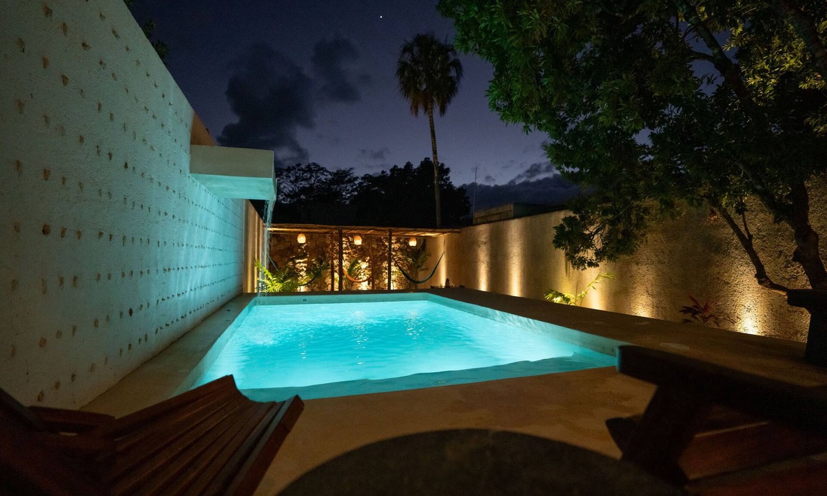 Valladolid House | Luxe Oasis w/private pool, waterfall, yoga & hammock garden. Sleeps 12. Walk Downtown.