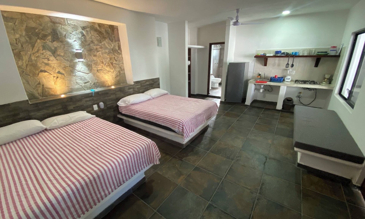 Los Ayala Apartment | Suite with 2 dbl beds, kitchen, fans and AC. Just 2 blocks from beach.