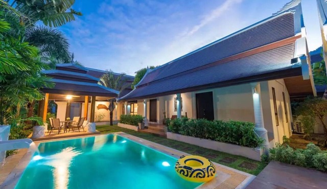 Balinese-inspired 3-bedroom villa with private pool, garden, and 5-min walk to Bang Kao Beach in Koh Samui
