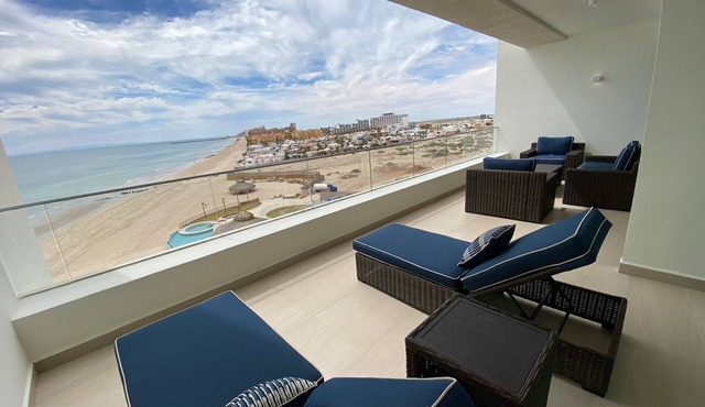 Las Palomas Phase 3 Oceanfront Barcelona 607, 2BR 2BA + Bonus Room, Balcony View in Puerto Peñasco