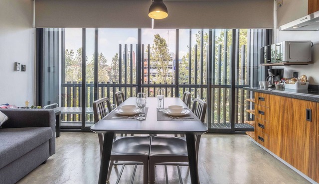 Studio apt AC Rooftop views Business C in Mexico City
